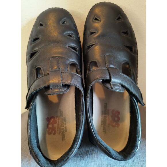 SAS Tripad Comfort Roamer Black Leather Walking Shoe T-strap Mary Jane 10 - Picture 5 of 9